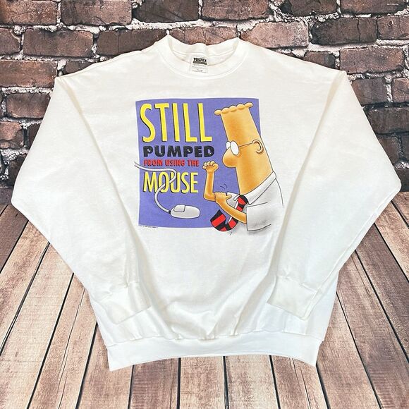 Vintage Dilbert Pumped Computer Keyboard Warrior Crewneck Sweatshirt Funny Sz XL - Picture 1 of 8